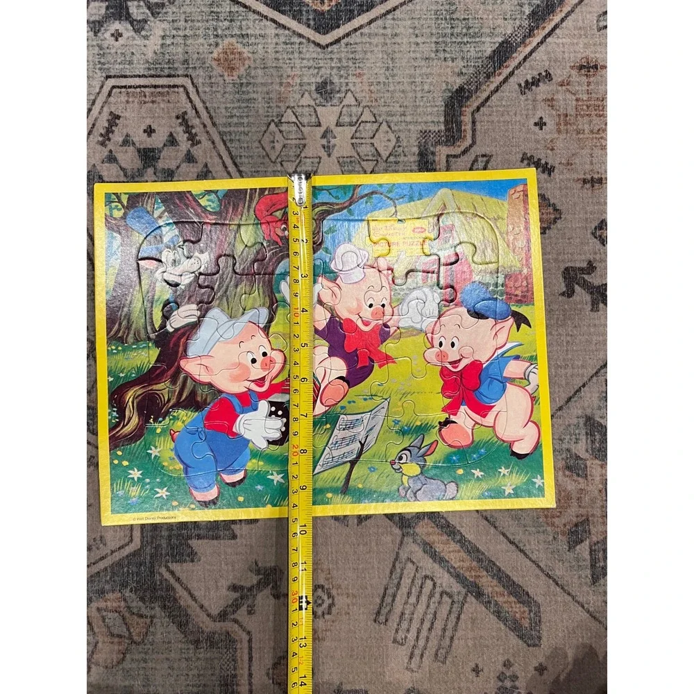 Vintage Jaymar Walt Disney Interlocking Picture Puzzle Three Little Pigs 1960s